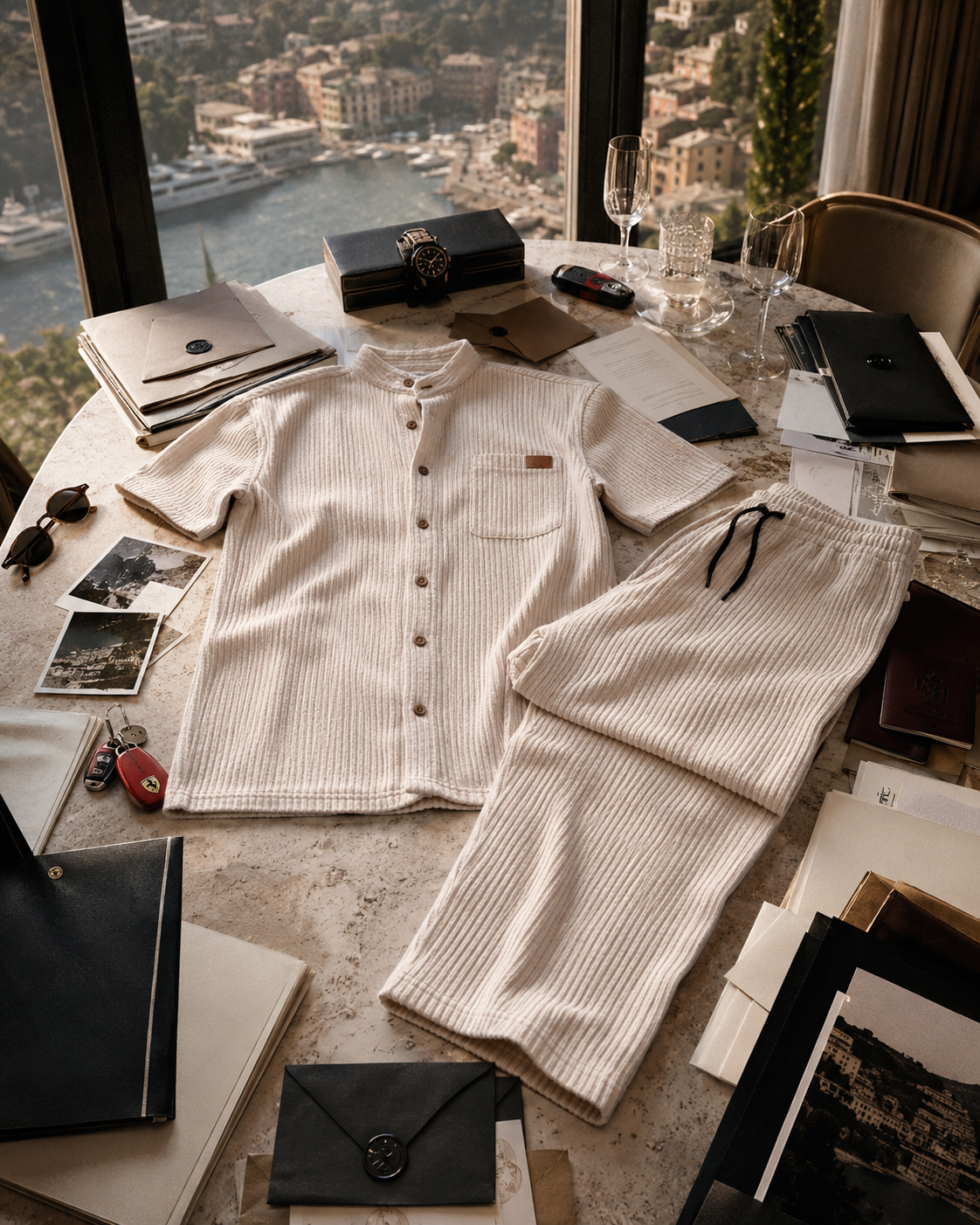 Khaki Premium Set – Shirt + Pants with Drawstring