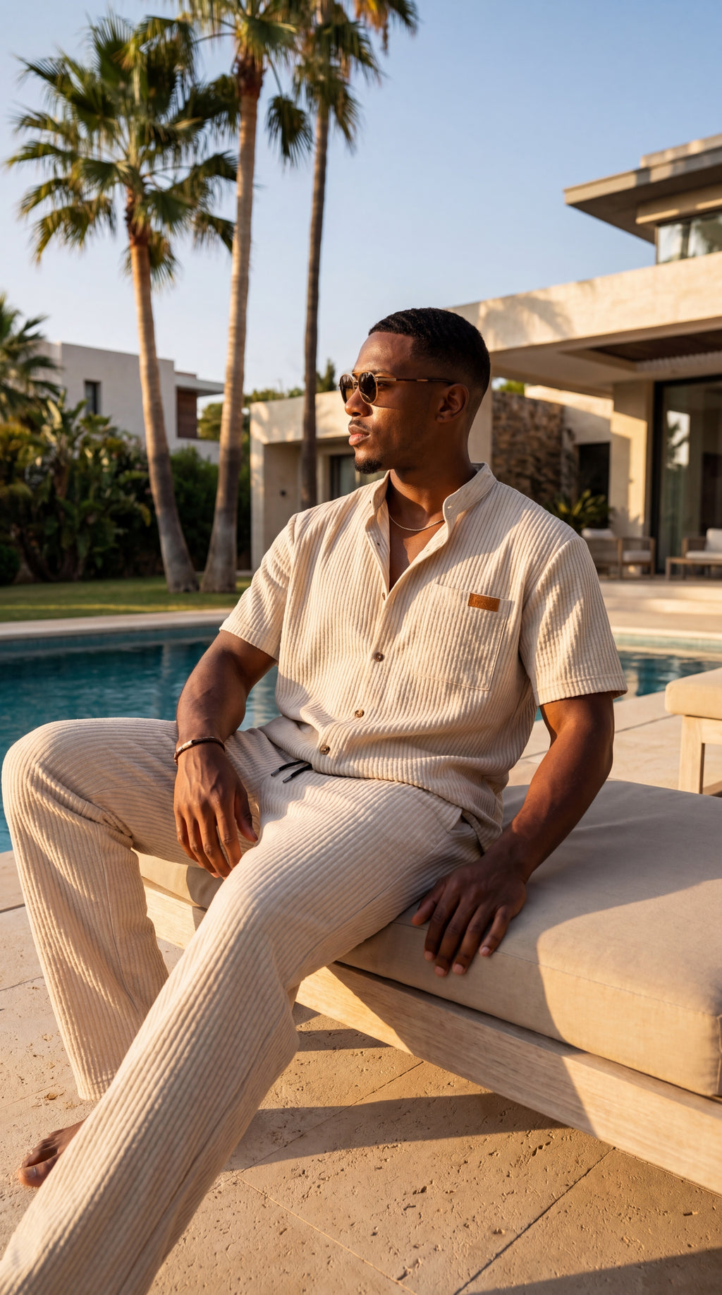 Khaki Premium Set – Shirt + Pants with Drawstring